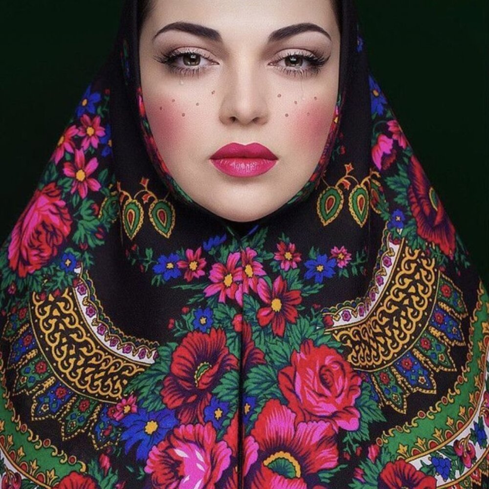 Bohemian Large Ukrainian Scarf/Wrap/Shall - beautiful floral pattern